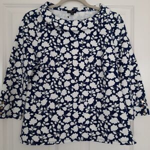 Talbots‎ Women's Blue & White Floral Top size MP